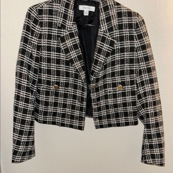 Nine West Black and White Cropped Blazer - Picture 1 of 4